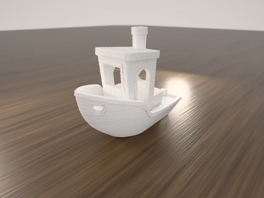 Left gallery angle: the printed tugboat seen from its port bow.
